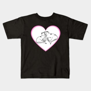 Valentines Day Cat Couple Heart Kids T-Shirt